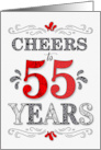 55th Birthday Cheers in Red White and Black Patterns card
