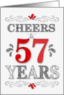 57th Birthday Cheers in Red White and Black Patterns card
