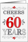 60th Birthday Cheers in Red White and Black Patterns card