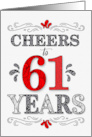 61st Birthday Cheers in Red White and Black Patterns card