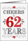 62nd Birthday Cheers in Red White and Black Patterns card