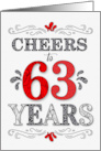 63rd Birthday Cheers in Red White and Black Patterns card