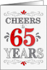 65th Birthday Cheers in Red White and Black Patterns card