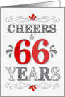 66th Birthday Cheers in Red White and Black Patterns card