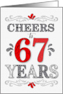 67th Birthday Cheers in Red White and Black Patterns card