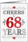 68th Birthday Cheers in Red White and Black Patterns card