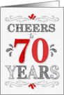 70th Birthday Cheers in Red White and Black Patterns card