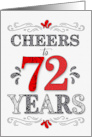 72nd Birthday Cheers in Red White and Black Patterns card