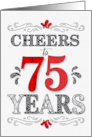 75th Birthday Cheers in Red White and Black Patterns card