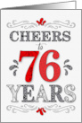 76th Birthday Cheers in Red White and Black Patterns card