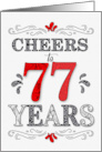 77th Birthday Cheers in Red White and Black Patterns card