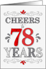78th Birthday Cheers in Red White and Black Patterns card