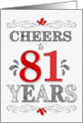 81st Birthday Cheers in Red White and Black Patterns card