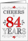 84th Birthday Cheers in Red White and Black Patterns card