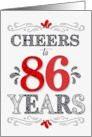 86th Birthday Cheers in Red White and Black Patterns card