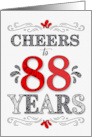 88th Birthday Cheers in Red White and Black Patterns card