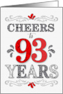 93rd Birthday Cheers in Red White and Black Patterns card
