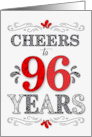 96th Birthday Cheers in Red White and Black Patterns card