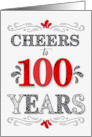 100th Birthday Cheers in Red White and Black Patterns card