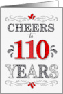 110th Birthday Cheers in Red White and Black Patterns card