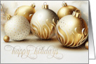 Happy Holidays Gold and White Ornaments card