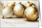 Merry Christmas Gold and White Ornaments card