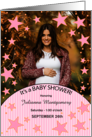 Baby Shower Invite in Pink Stars with Baby’s Photo card