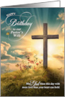 Pastor’s Wife Christian Birthday Cross on Hill with Wildflowers card