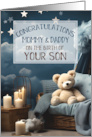 New Baby Mommy and Daddy Congratulations It’s a Boy Blue card