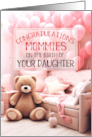 TWO MOMMIES Congratulations Pink Balloons and Bear card