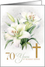 70 Years of Religious Service White Asiatic Lilies Christian Cross card