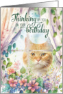 Birthday Thinking of You Cat in a Garden Window card