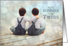 Twin Boys Birthday Young Boys on a Dock Nautical card