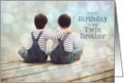 Twin Brother’s Birthday Young Boys on a Dock Nautical card