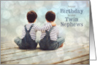Birthday for Twin Nephews Young Boys on a Dock Nautical card