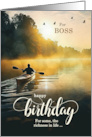 For Boss Birthday Rowing a Kayak on the Lake card