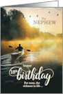 Nephew 18th Birthday Rowing a Kayak on the Lake card