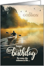 Godson 21st Birthday Rowing a Kayak on the Lake card