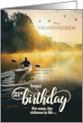 Grandnephew 21st Birthday Rowing a Kayak on the Lake card