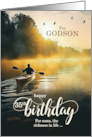 For Godson 35th Birthday Rowing a Kayak on the Lake card