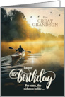 For Great Grandson 35th Birthday Rowing a Kayak on the Lake card