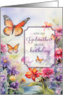 Godmother Birthday Butterflies and Bright Wildflower Garden card