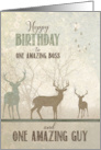 for Boss Birthday Deer in the Woodland Forest card