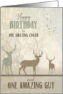 for Coach Birthday Deer in the Woodland Forest card