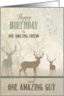 for Friend Birthday Deer in the Woodland Forest card