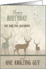 for Grandson Birthday Deer in the Woodland Forest card