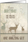 for Life Partner Birthday Deer in the Woodland Forest card