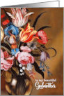 Godmother’s Birthday Feminine Vintage Floral Art Bouquet Vase card