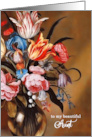 Aunt’s Birthday Feminine Vintage Floral Art Bouquet Vase card