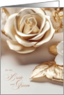 Wedding Congratulations Bride and Groom Gold Colored Rose card